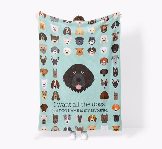'All The Dogs' - Personalised Sherpa Fleece Blanket with {breedFullName} Yappicon